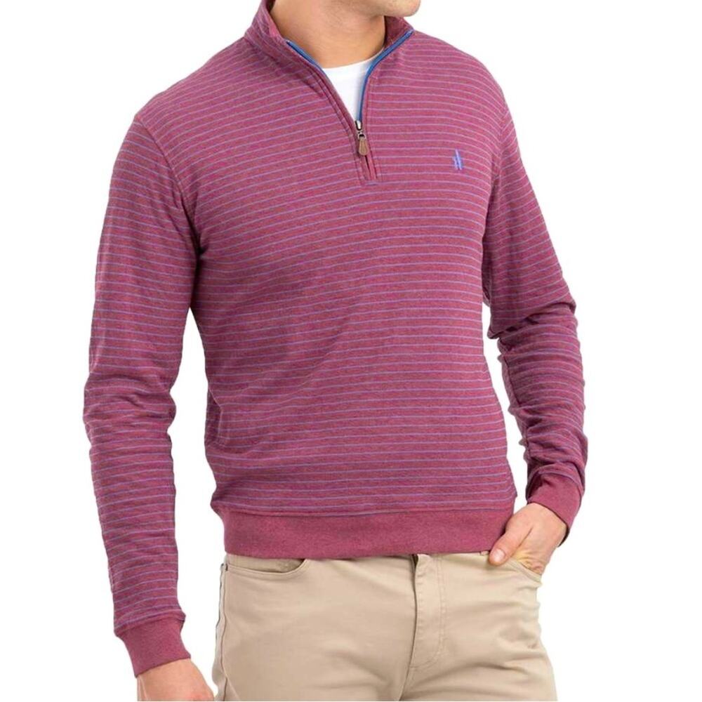 johnnie-O Men’s XL Quarter Zip Pullover Burgundy Blue Stripe MGM Resorts